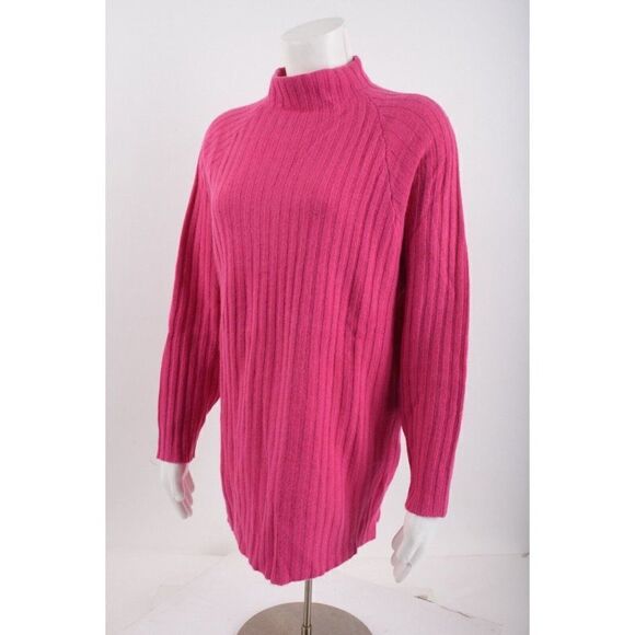 Vintage Nuggets Womens Sweater Mock Neck Pink M Lambswool Angora Rabbit Hair - Picture 3 of 6